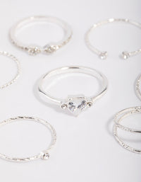 Zilveren sierlijke diamant- en parelringset - link has visual effect only