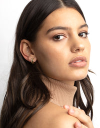 Gold Plated Cubic Zirconia Textured Huggie Hoop Earrings - link has visual effect only