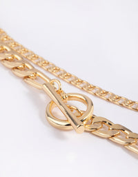 Vergulde ketting met gelaagde hanger - link has visual effect only