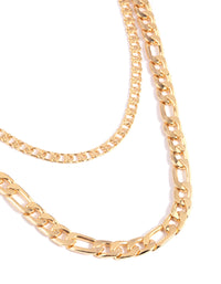 Vergulde ketting met gelaagde hanger - link has visual effect only
