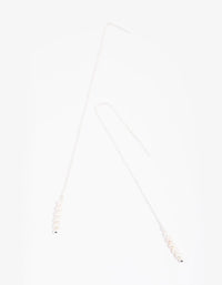 Silver Plated Pearl Thread Through Earrings - link has visual effect only