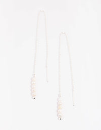 Silver Plated Pearl Thread Through Earrings - link has visual effect only