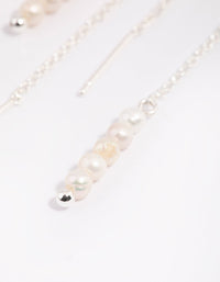 Silver Plated Pearl Thread Through Earrings - link has visual effect only