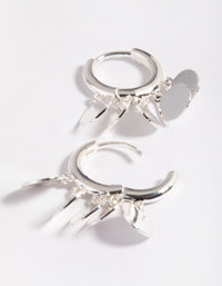 Silver Plated Charm Huggie Hoop Earrings - link has visual effect only