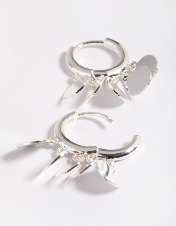 Silver Plated Charm Huggie Hoop Earrings