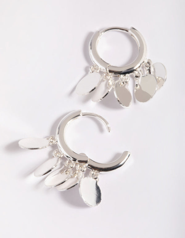 Silver Plated Charm Huggie Hoop Earrings