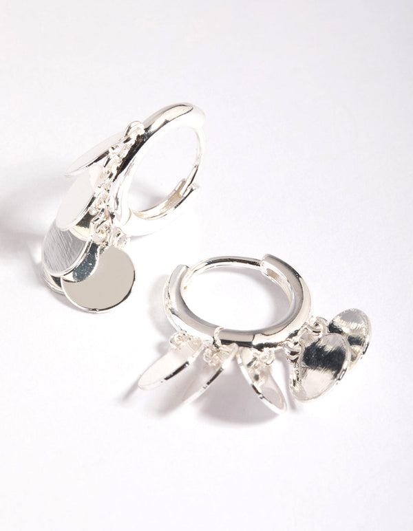 Silver Plated Charm Huggie Hoop Earrings