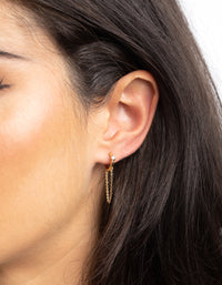 Gold Plated Cubic Zirconia Chain Huggie Hoop Earrings - link has visual effect only