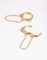 Gold Plated Cubic Zirconia Chain Huggie Hoop Earrings - link has visual effect only
