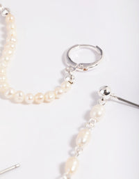 Stapelpakket met oorbellen van verzilverde parelketting - link has visual effect only