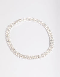 Silver Plated Cubic Zirconia Layered Bracelet - link has visual effect only