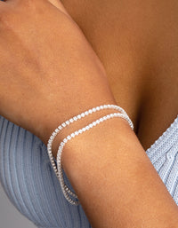 Silver Plated Cubic Zirconia Layered Bracelet - link has visual effect only