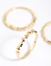 Gold Plated Cubic Zirconia Star Ring Stack Pack - link has visual effect only