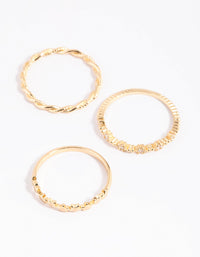 Gold Plated Cubic Zirconia Star Ring Stack Pack - link has visual effect only