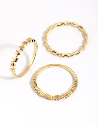 Gold Plated Cubic Zirconia Star Ring Stack Pack - link has visual effect only