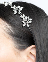 Rhodium Diamante Leaf Cluster Headband - link has visual effect only