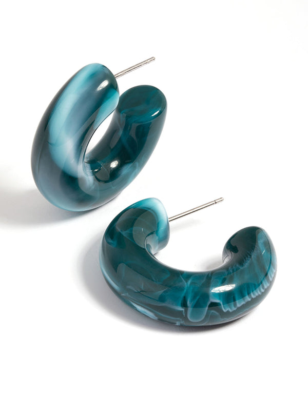 Blue Swirl Hoop Earrings