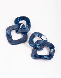 Blue Interlooped Link Stud Earrings - link has visual effect only