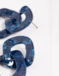 Blue Interlooped Link Stud Earrings - link has visual effect only