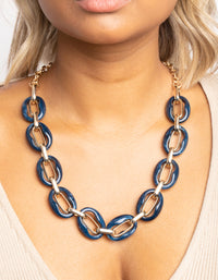 Gold Mixed Link Chain Necklace - link has visual effect only