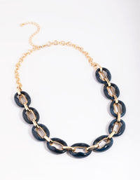 Gold Mixed Link Chain Necklace - link has visual effect only
