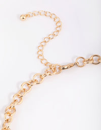 Gold Mixed Link Chain Necklace - link has visual effect only