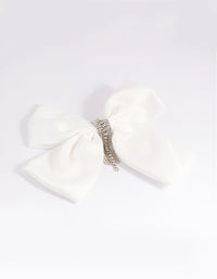 White Daisy Tassel Bow Clip - link has visual effect only