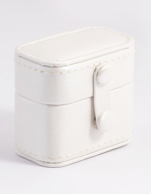 Small Cream PU Leather Ring Box