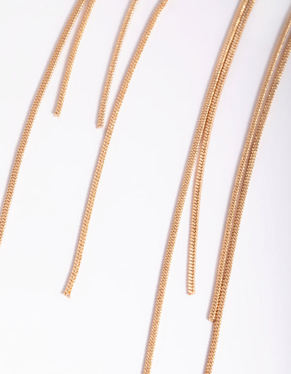Gold Textured Loop Drop Earrings