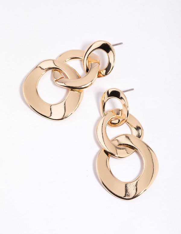 Gold Linked Loop Drop Earrings
