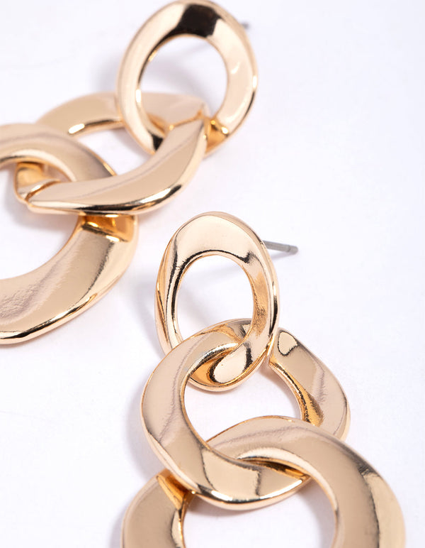 Gold Linked Loop Drop Earrings