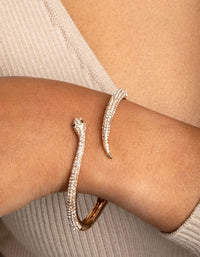 Gouden diamanten slangenscharnierarmband - link has visual effect only