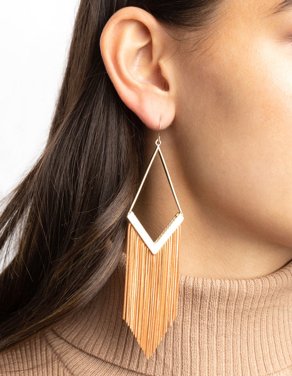 Orange Snake Chain Drop Earrings
