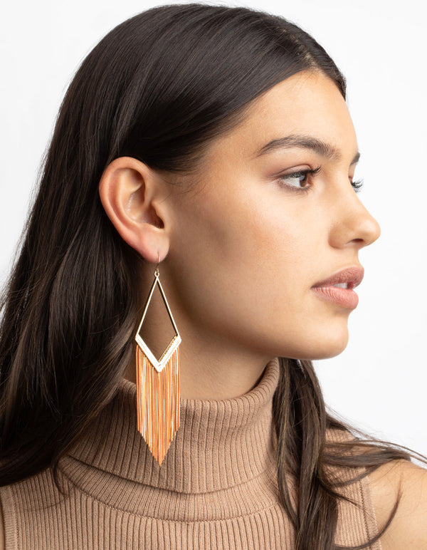 Orange Snake Chain Drop Earrings