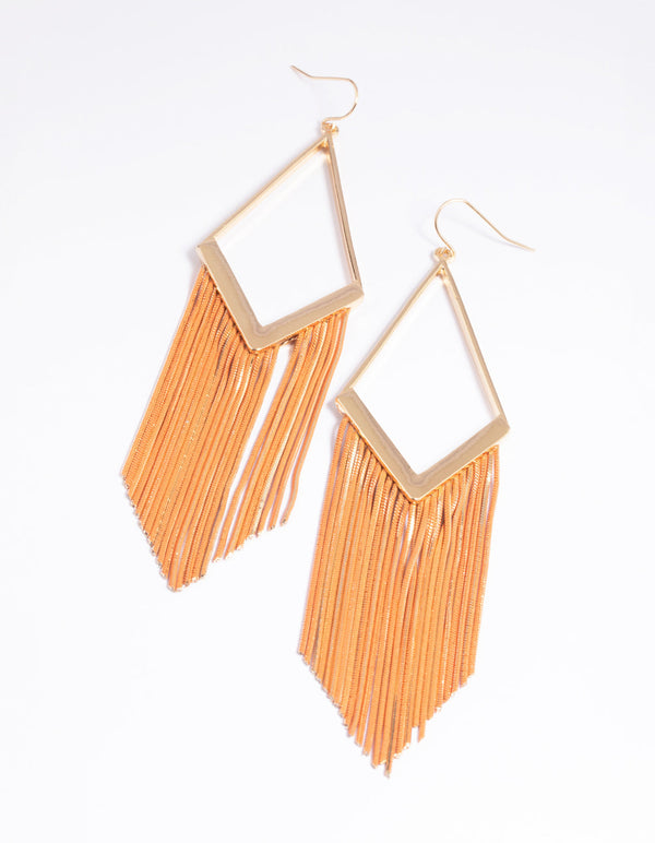 Orange Snake Chain Drop Earrings