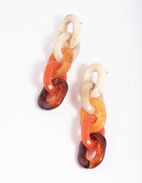Orange Link Drop Earrings - link has visual effect only
