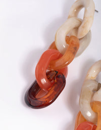 Orange Link Drop Earrings - link has visual effect only
