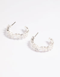 Rhodium Cubic Zirconia Baguette Hoop Earrings - link has visual effect only