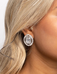 Silver Diamante Oval Stud Earrings - link has visual effect only