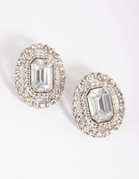 Silver Diamante Oval Stud Earrings - link has visual effect only