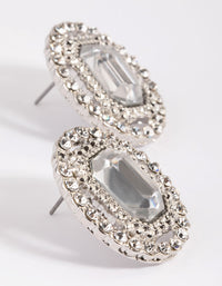Silver Diamante Oval Stud Earrings - link has visual effect only