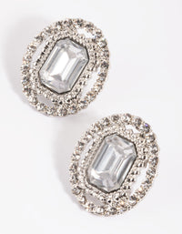Silver Diamante Oval Stud Earrings - link has visual effect only