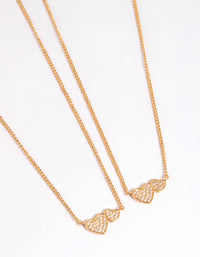 Gold Cubic Zirconia Linked Hearts Necklace Set - link has visual effect only