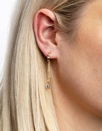 Vergulde diamanten Huggie Hoop oorbellen - link has visual effect only