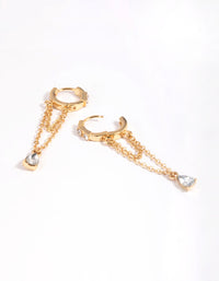Vergulde diamanten Huggie Hoop oorbellen - link has visual effect only