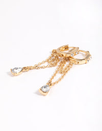 Vergulde diamanten Huggie Hoop oorbellen - link has visual effect only