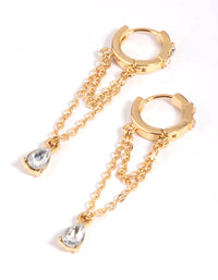 Vergulde diamanten Huggie Hoop oorbellen - link has visual effect only