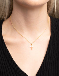Gold Plated Cubic Zirconia Cross Necklace - link has visual effect only
