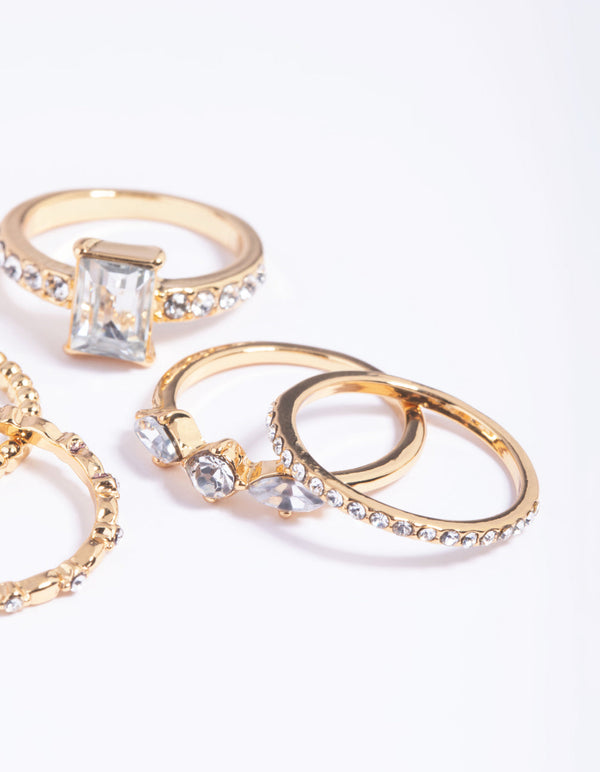 Stapelpakket met vergulde diamanten ringen