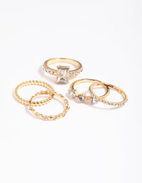 Stapelpakket met vergulde diamanten ringen - link has visual effect only